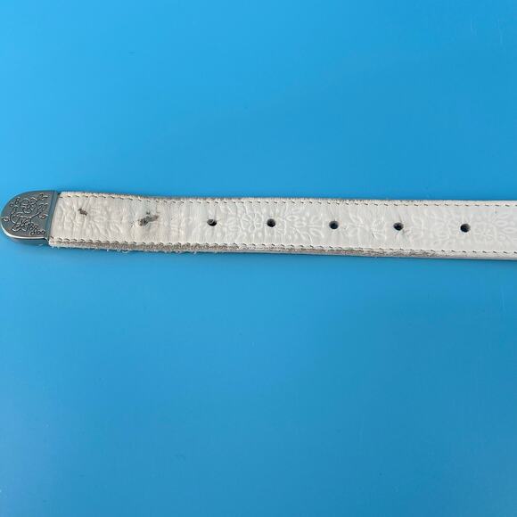 white leather western belt 90s Y2K vintage - Picture 4 of 5